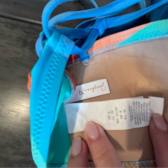 Sunshine 79 for La Blanca - Mod Color Block Bandeau Strapless Bikini Top - Sz 2 - Picture 3 of 4